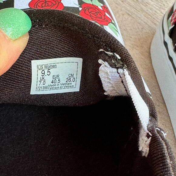 Vans Asher Checkerboard Roses Womens Slip Ons Size 9.5 Sepia Rose Sneakers - Picture 9 of 12